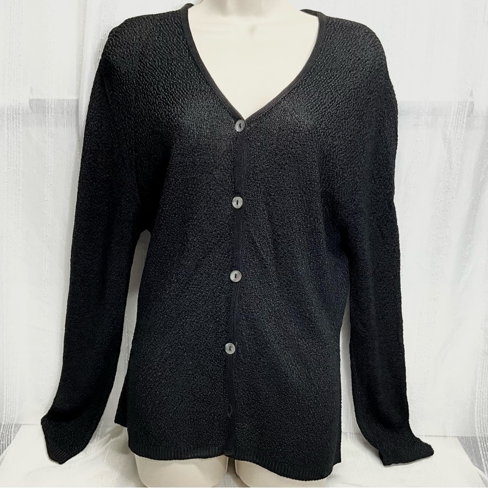 Chico's Black Textured Cardigan Sweater